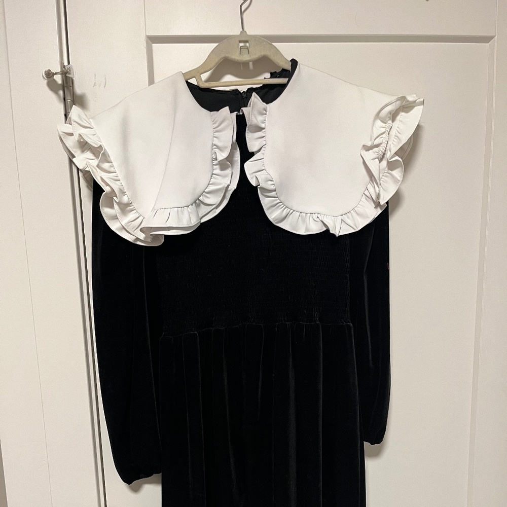 Sister Jane VELVET CONFESSIONS MINI DRESS - BLACK AND WHITE / L